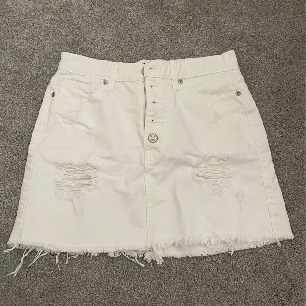 white ripped jeans skirt